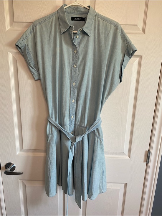 Ralph Lauren Dresses & Skirts - Ralph Lauren Light Blue Shirt-Tie Midi Dress